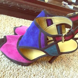 Colorful Nine West Heeled Sandal SZ 10